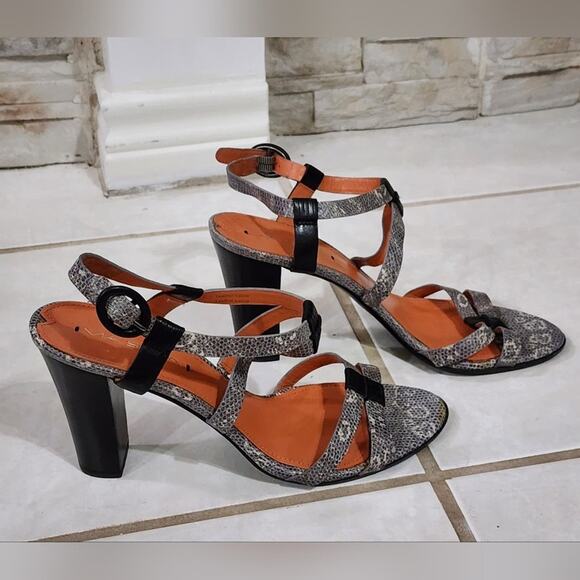 Via Spiga snakeskin python chunky block heels sandals size 9 - Picture 5 of 8